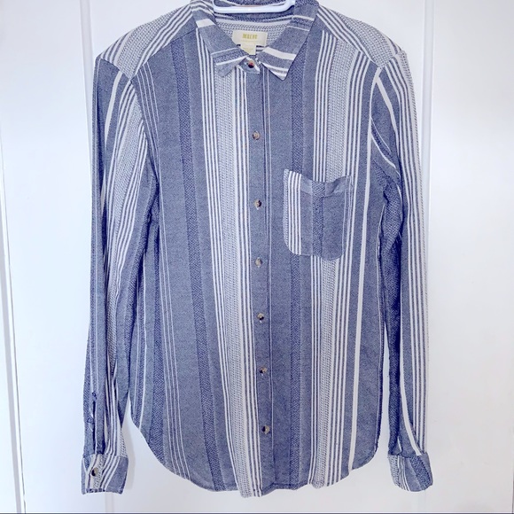 Anthropologie Maeve Blue Stripe Button Down Blouse - Picture 1 of 5